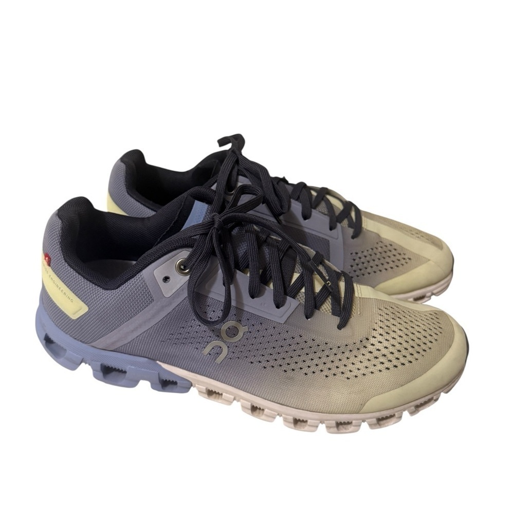 On Running Shoes in purple, yellow and Gray